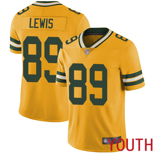 Green Bay Packers Limited Gold Youth 89 Lewis Marcedes Jersey Nike NFL Rush Vapor Untouchable